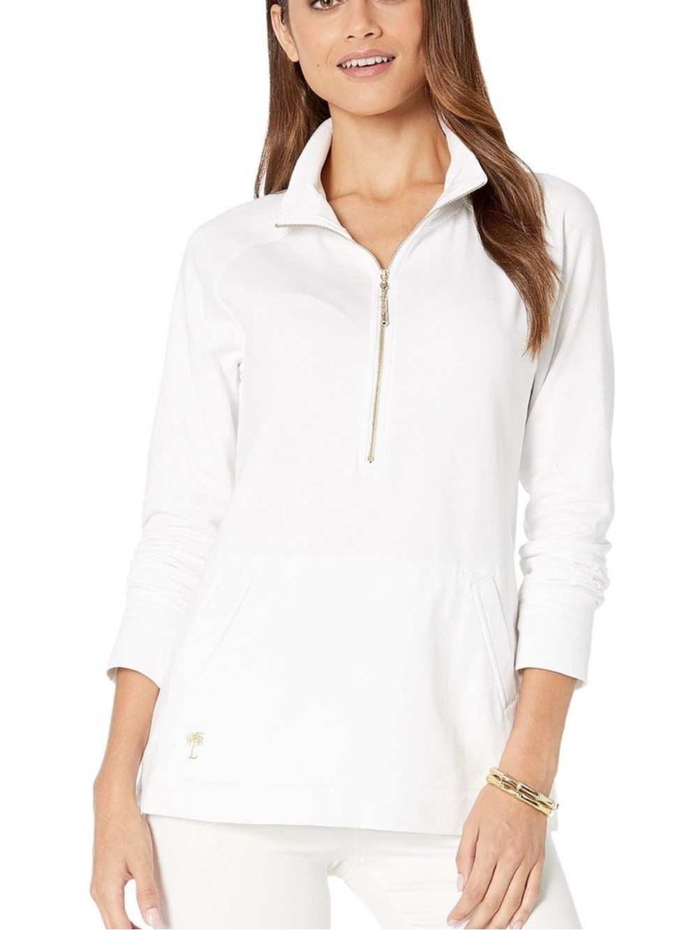 Lilly Pulitzer Alabaster White Half-Zip Pullover Sweatshirt Size:S